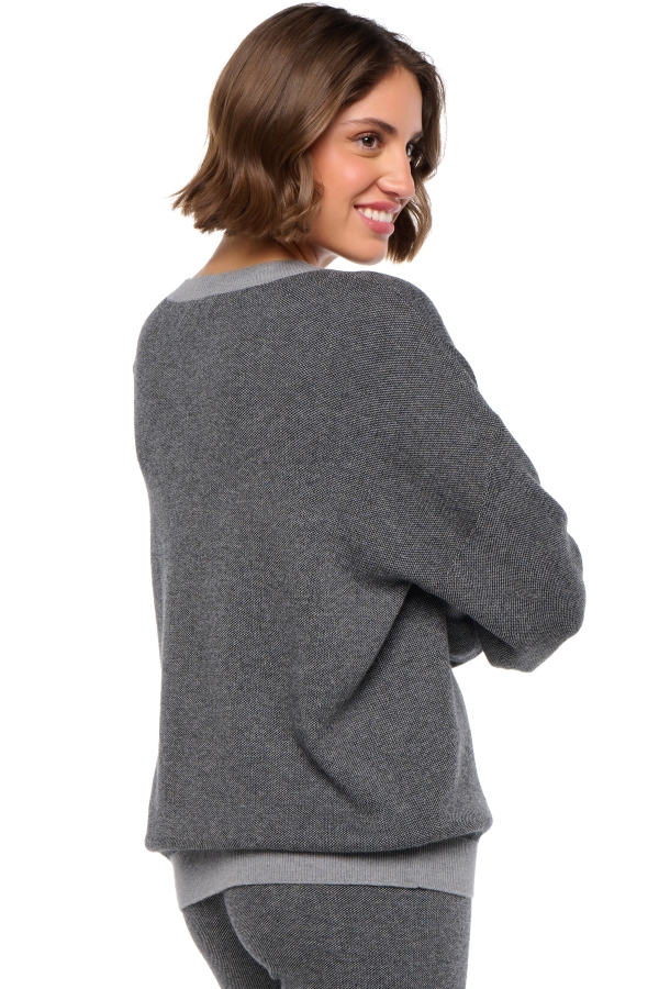 Cashmere & Cotton ladies stormie black grey marl l